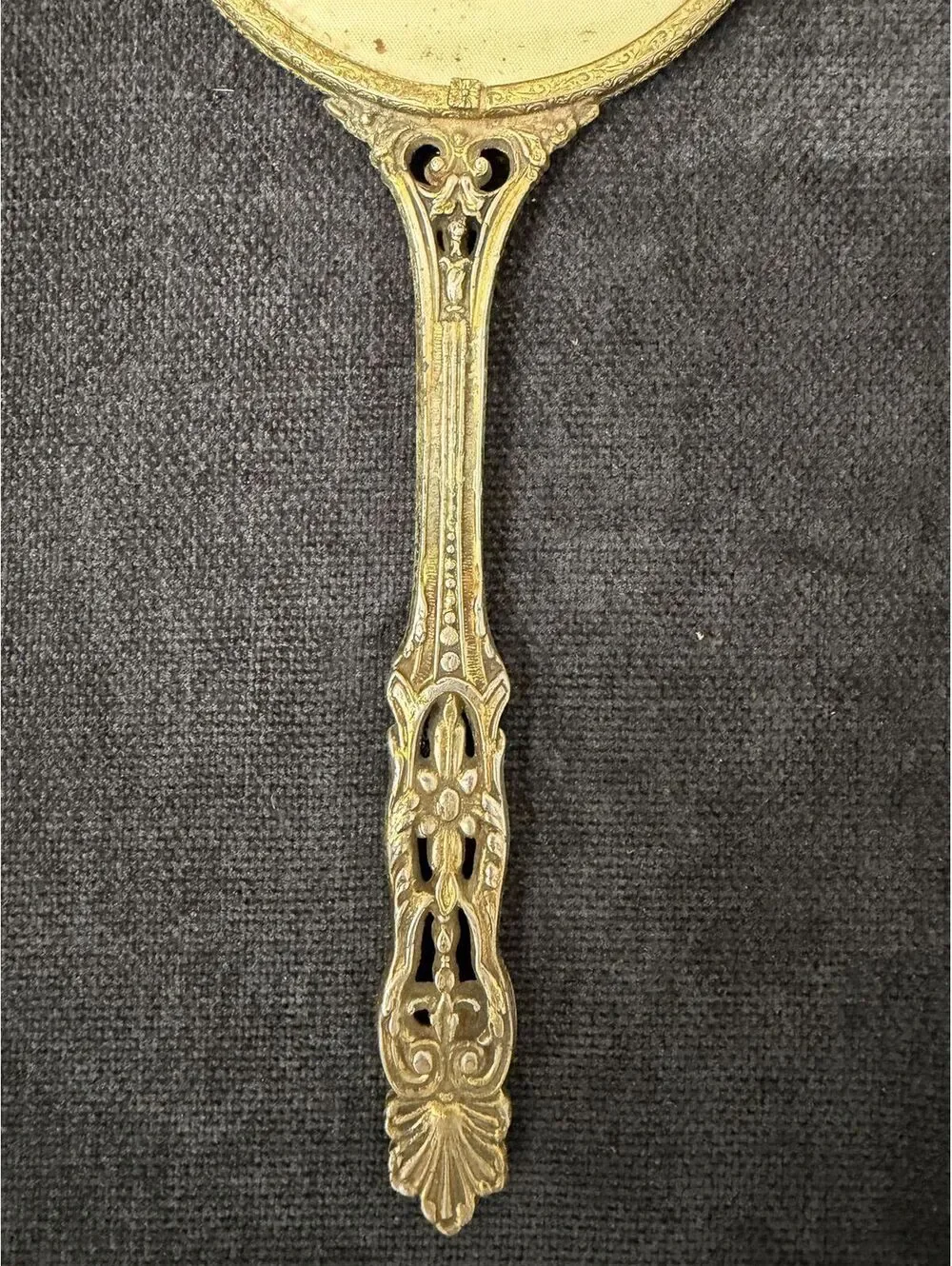 Vintage Ornate Handheld Vanity Mirror with Filigree Detail